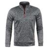 Autumn and Winter Men's Collar Zipper Knitted Sweater Sleeves Thin Velvet Style Trendy Top Sweater Jacket Plus Size Men