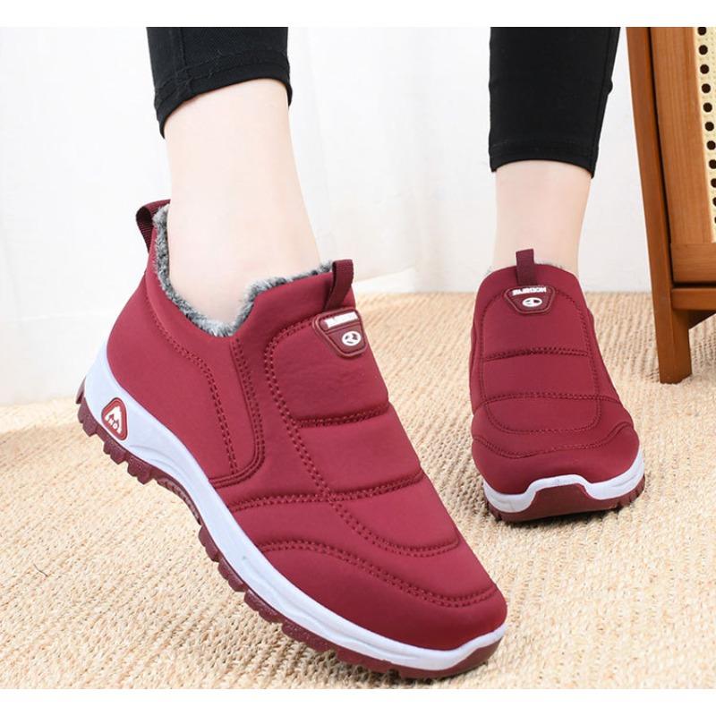 Zimní zateplené fleecem podšité kožené boty s protiskluzovou podrážkou, teplé bavlněné boty pro ženy ve stylu starého Pekingu, pohodlné ploché boty