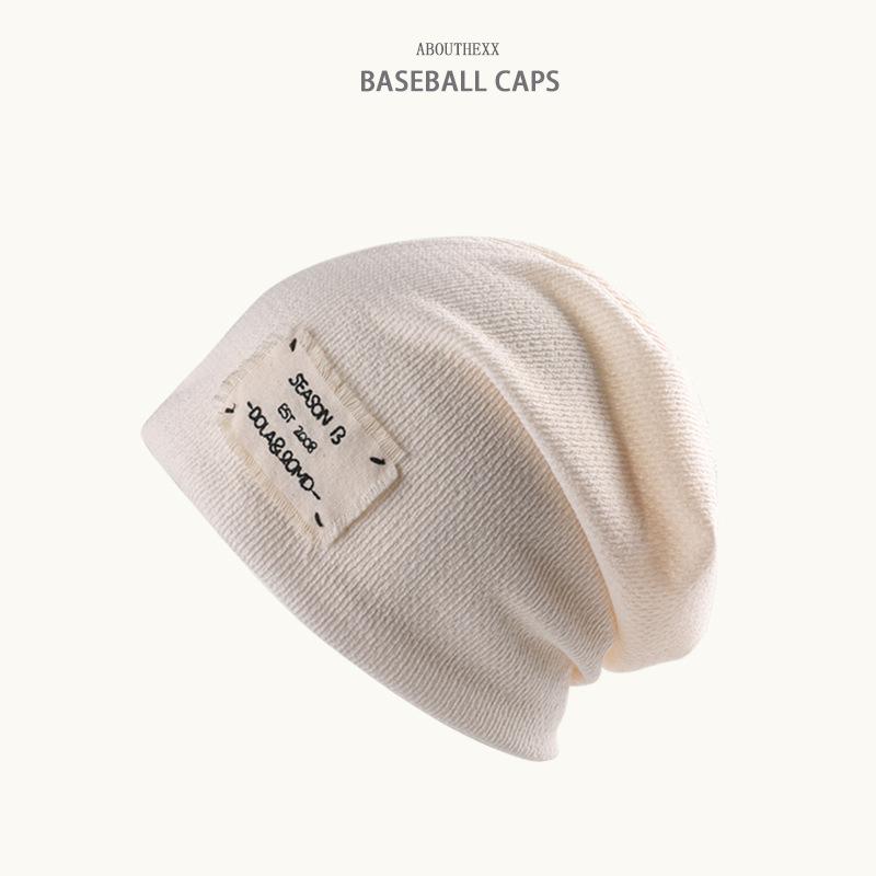 Hat Women Autumn Ins Korean Version Patch Pile Hat Couple Knitted Hat Men and Women Pullover Hat Confinement Hat