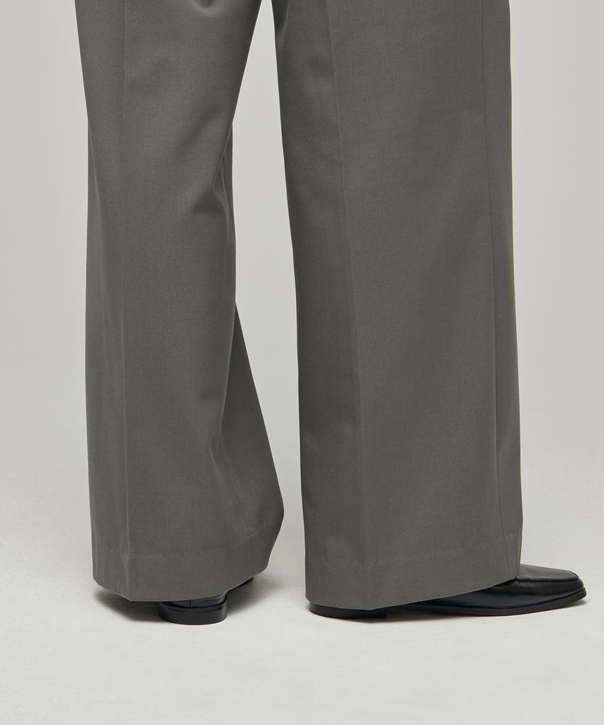 MUSINSA STANDARD WOMAN Women'S Heavyweight Fleece-Lined High-Waisted Wide Hidden Elastic Waist Slacks [Warm Gray]