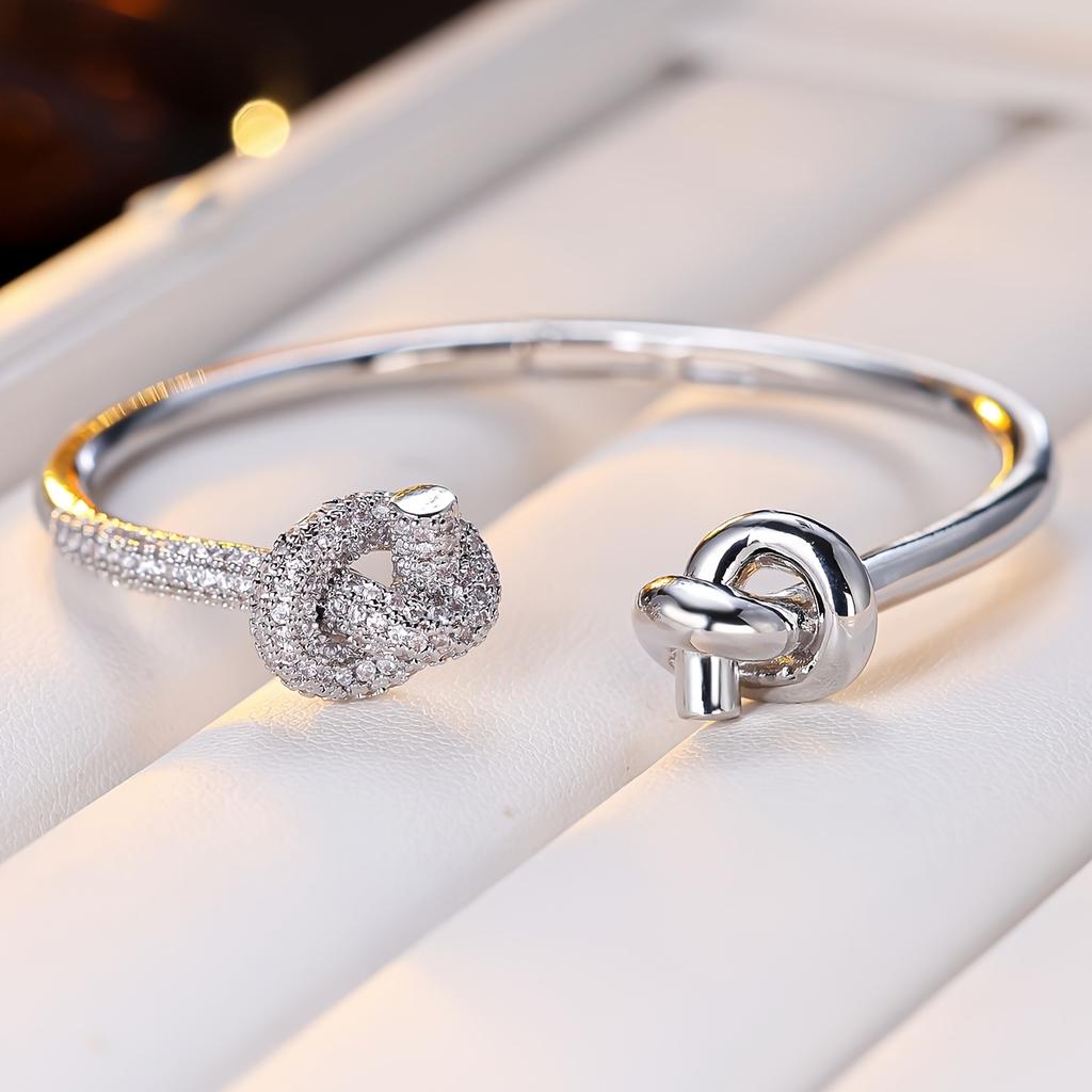 1Fashionable Women's Bracelet Exquisite Pcs Knot-shaped Open Design Inlaid with Sparkling Zirconia Date/Gift/Daily Commute