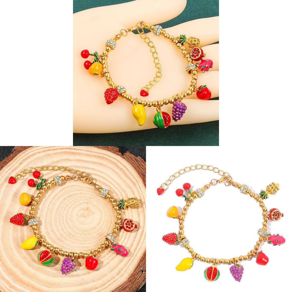 Fruit Charm Bracelet With Zinc Alloy Beads For Women And Men