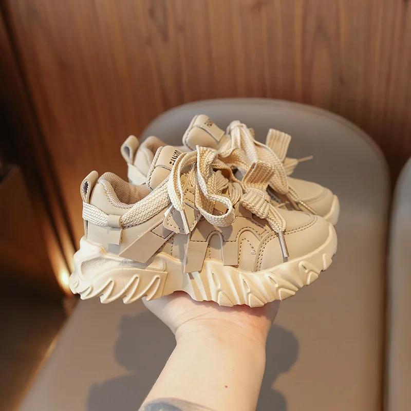 2024 New Autumn and Winter New Korean Children's Sports Shoes, Girls' Fashion, Casual Running Shoes, Big Boy Dad Shoes Trend