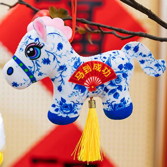 Horse Plush Toy Lifelike Stuffed Doll National Style Bag Pendant Soft Horse Stuffed Animal Keychian Year of The Horse Decoration