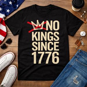No Kings Since 1776 tshirt Patriotic USA Graphic Tee Freedom Independence Shirt XL