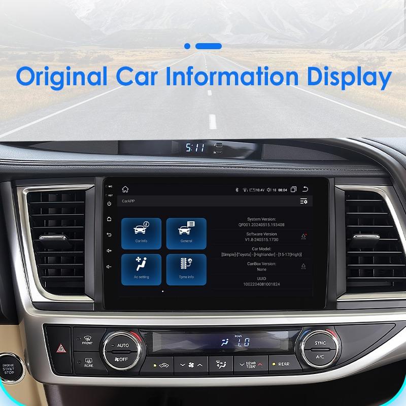Ossuret 10.1"360 Cam Android 14 Car radio For Toyota Highlander 2014 2015 2016 - 2019 Multimedia Snapdragon 6115 Autoradio GPS Carplay