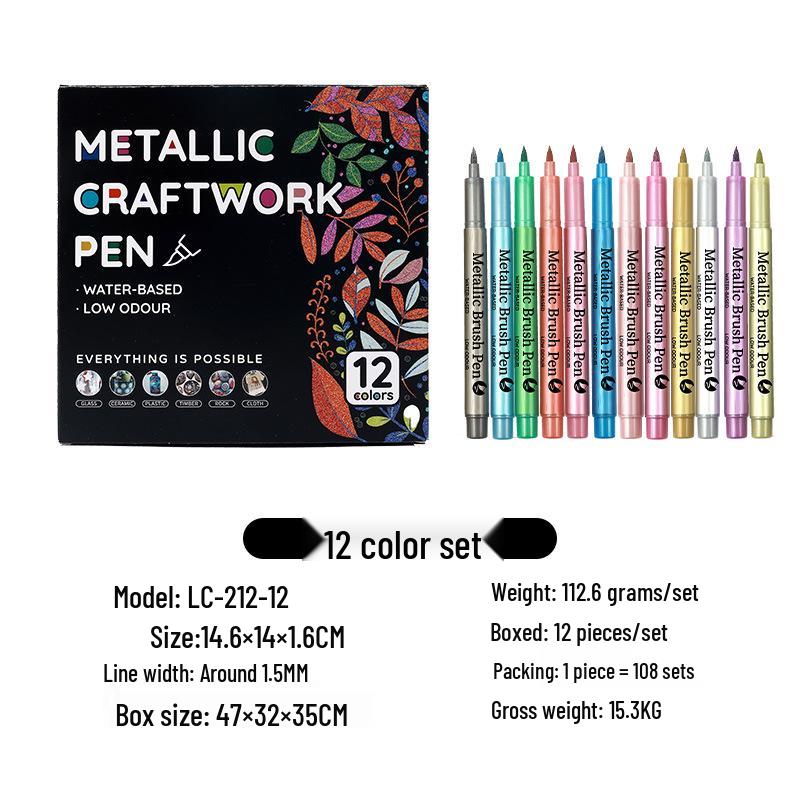 Single-Headed Metal Acrylic Marker Pen for Crafts, Greeting Cards, and Art In Metallic Colors