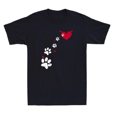 Dog Paw With Red Heart Funny Dogs Animal Lover Gift Vintage Unisex Tshirt Tee