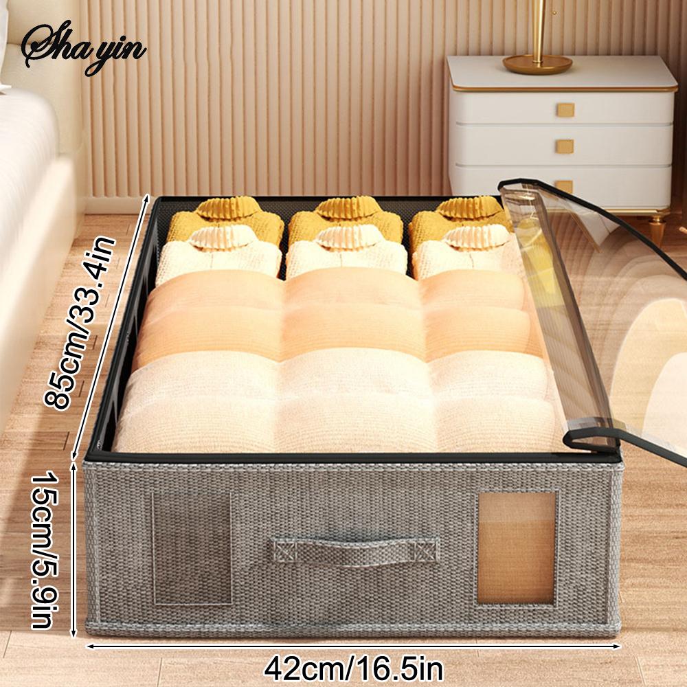 1PC/2PCS/4PCS Fabric Bed Under Storage Box With Lid Foldable Clothes Storage Box Cotton Linen Moisture-Proof Organizing Box