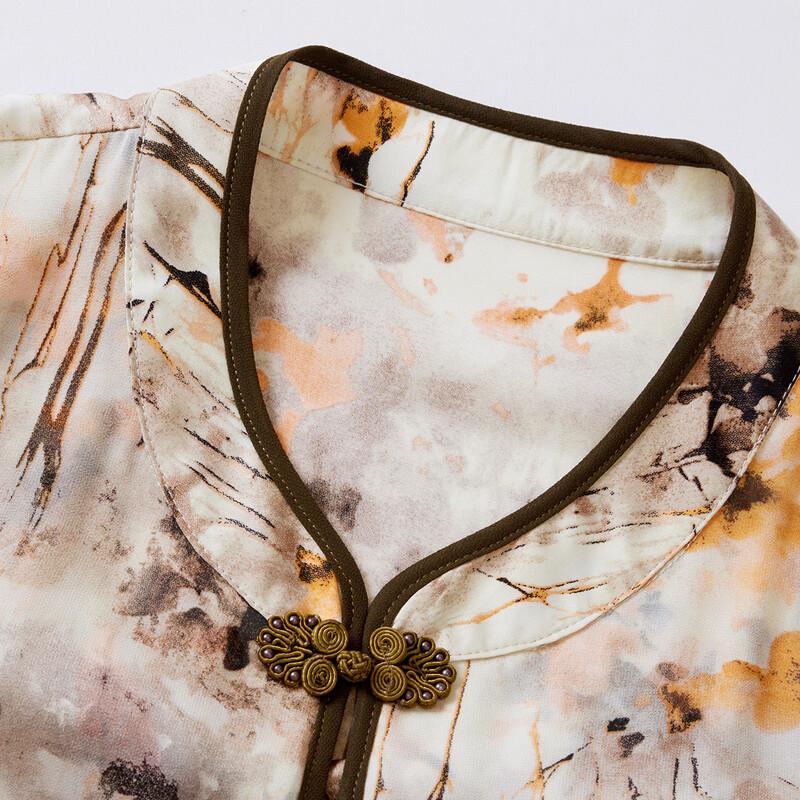 Abito estivo da donna Passte in chiffon stampato stile cinese, linea ad A