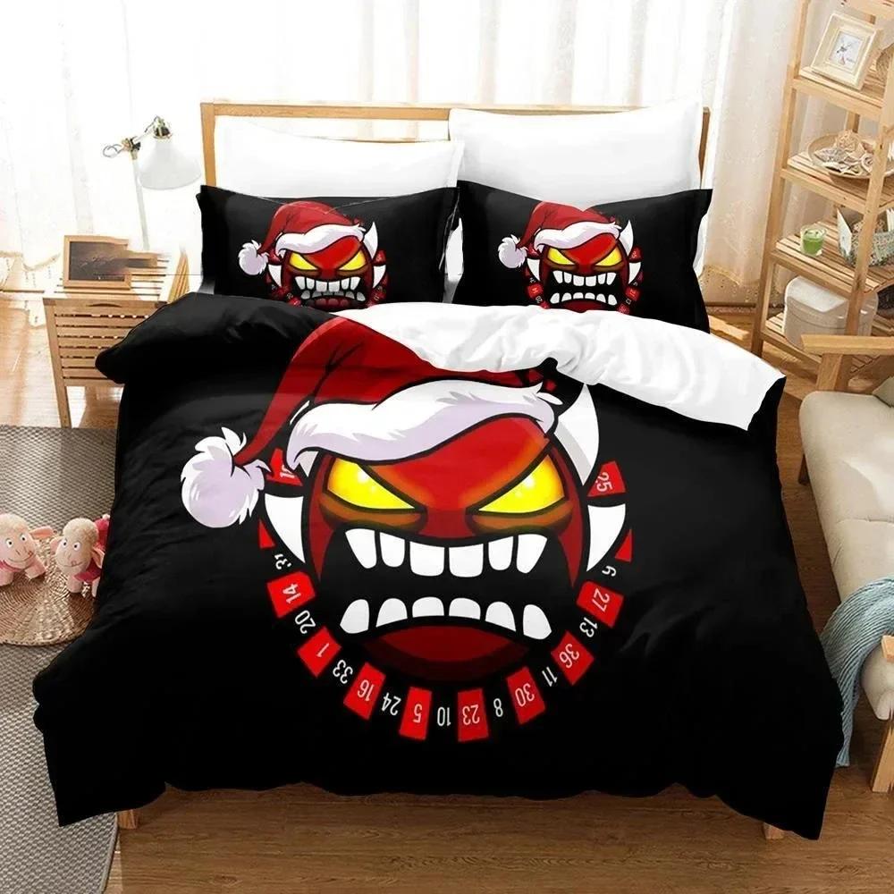3D Game Geometry Dash Bedding Set Printed With Pillowcase Bed Duvet Cover Soft Queen King Size Bedclothes Home Boys Girls Adults