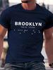 Navy Blue Brooklyn New York Graphic T-shirt - Stretch Comfort Fit Casual Everyday & Athletic Tee - Machine Washable Summer Shirt for Urban Streetwear