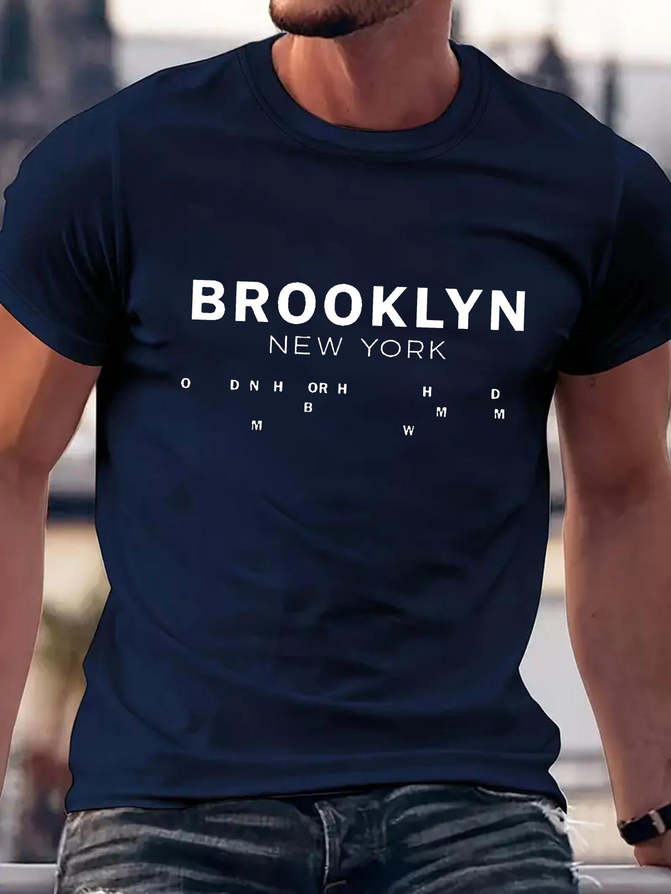 

Navy Blue Brooklyn New York Graphic T-shirt - Stretch Comfort Fit Casual Everyday & Athletic Tee - Machine Washable Summer Shirt for Urban Streetwear XXXXL