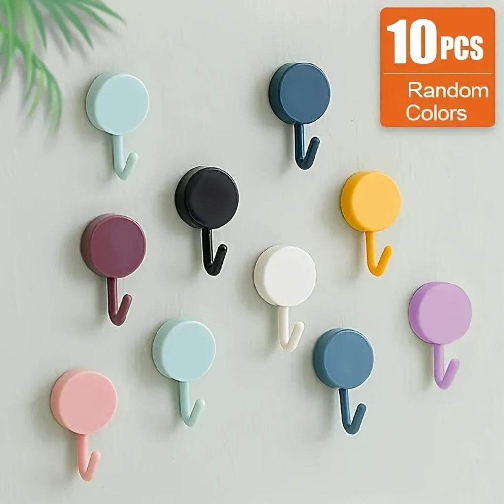 10Pack Adhesive Hooks Cute Utility Hooks, Key Hooks for Wall Decorative, for Hanging Hat, Towel, Key.