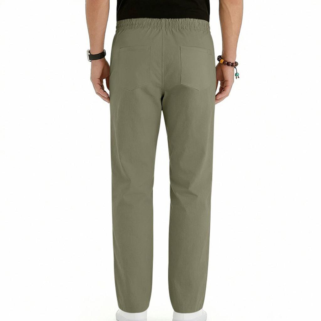 Men's Cotton-Linen Summer Straight-Leg -Color Casual Trousers