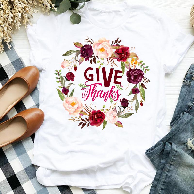Women Lady Floral Truck Pumpkin Halloween Thanksgiving Print Womens Clothes Shirt T Tee For Tshirt Female