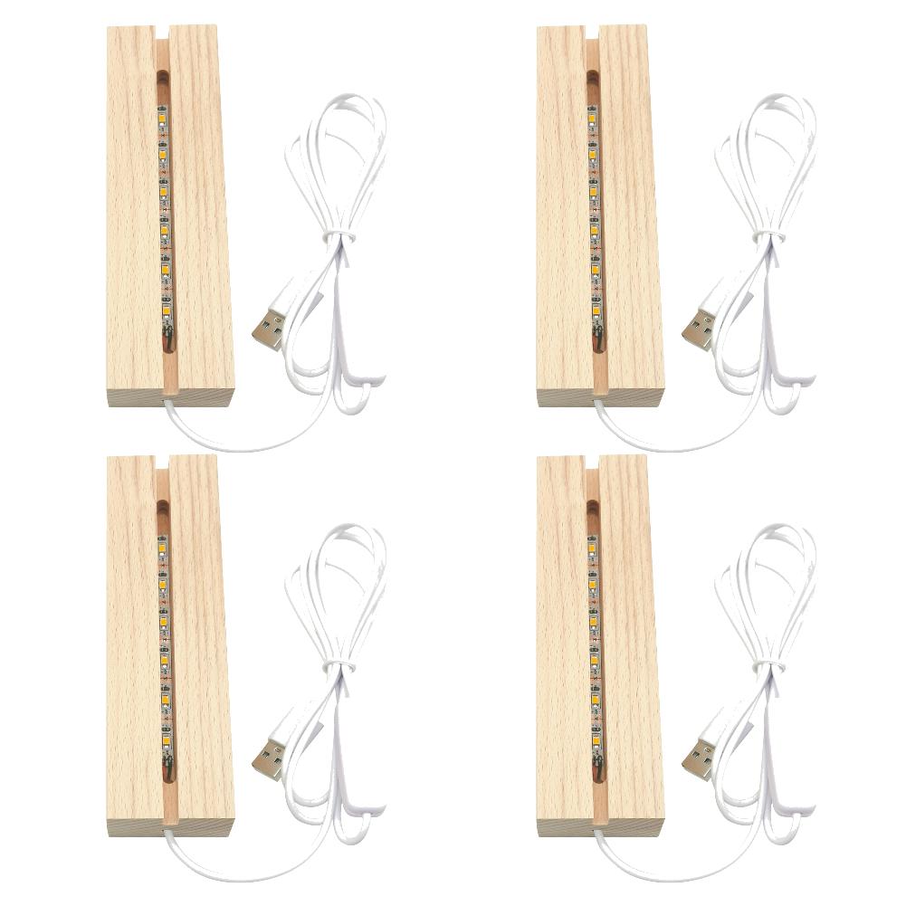 10-1PCS LED Wood Light Display Crystal Wooden Lighted Base Stand Acrylic Light Plate Holder USB Wooden Base for Resin Art Light