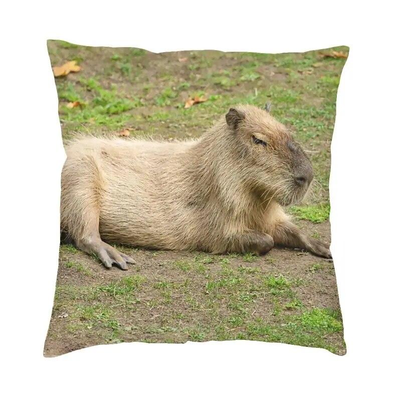 Capybara Try Eating Cushion Cover Nordic Pillow  for Car Sofa Printed