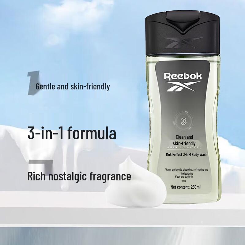 Reebok Men s 3-in-1 Body Wash, Shampoo & Face Cleanser, 250ml