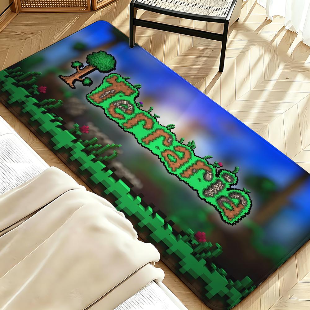 Game T-Terraria Floor Mat Soft Flannel Entrance Door Mat Non Slip Absorbent Bathroom Bedroom Floor Rug