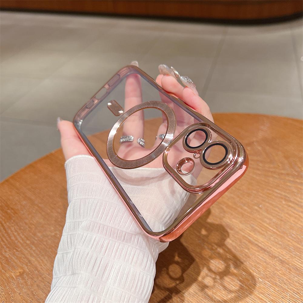 Luxury Plating Magnetic For Magsafe Clear Bumper Case For iPhone 16 15 14 13 12 11 Pro Max Plus XR XS 7 8 Wireless Charge Cover
