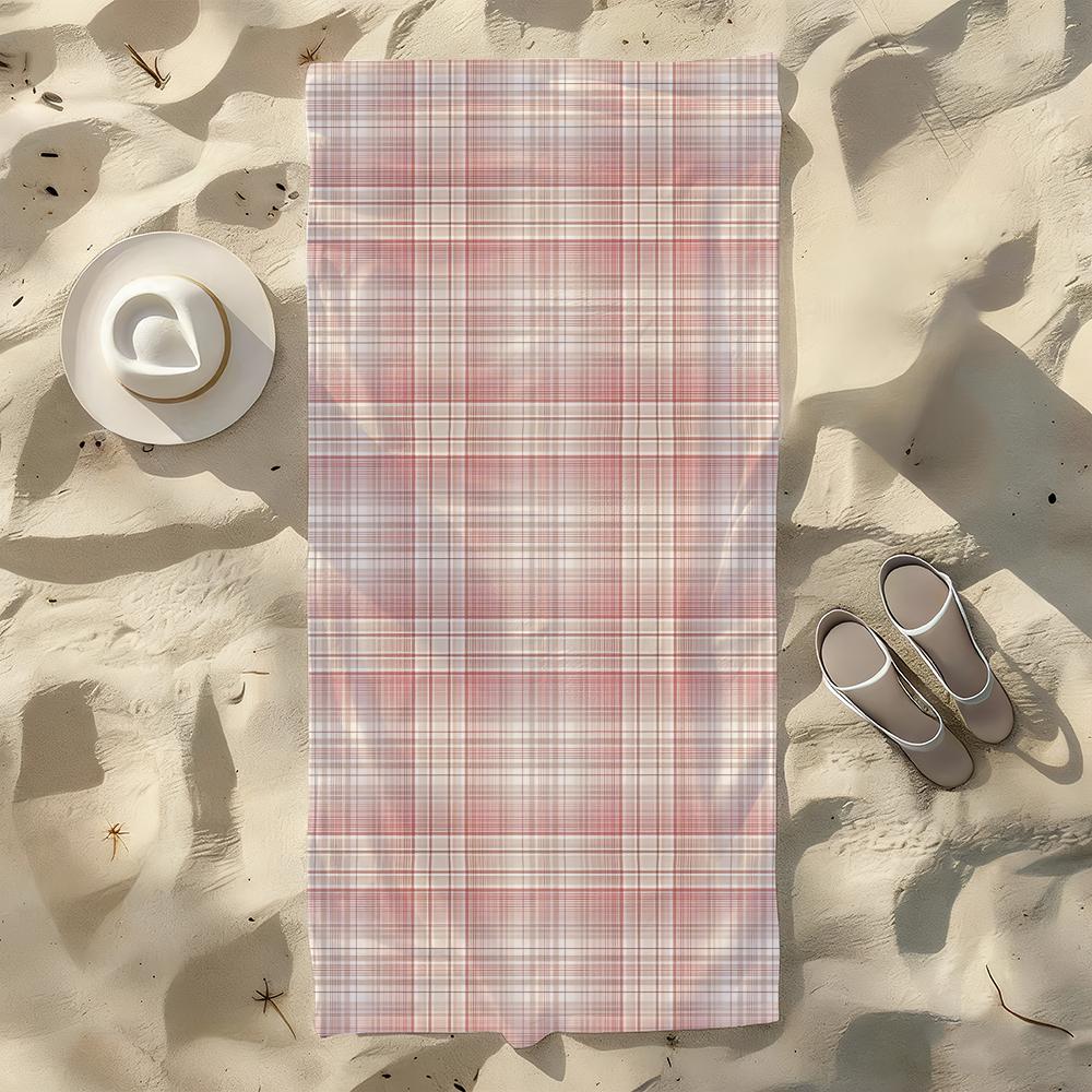 

lattice Plaid Print Towel For Swim Yoga Gym Quick Drying Soft and skin-friendly Beach Towels All-Season W30*H60(CM)