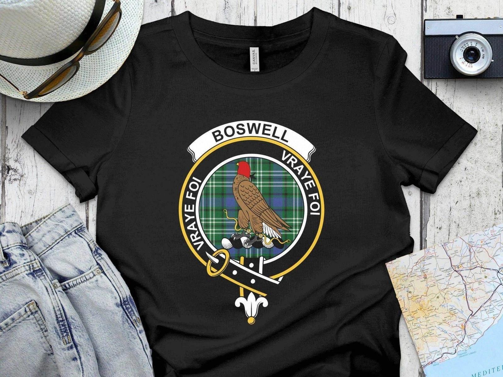 Clan Boswell Crest Tartan T-Shirt & Sweatshirt 2XL