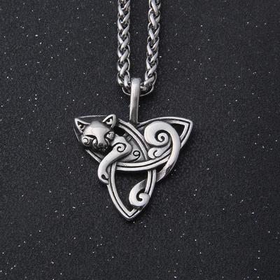 Collier Triquetra en acier inoxydable avec pendentif de protection et amulette de la mythologie nordique Viking et celtique