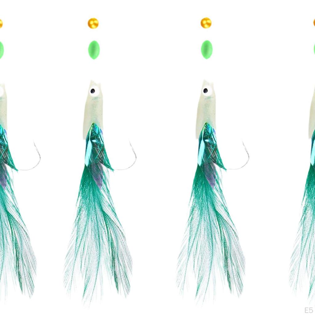 5 Angelmontagen mit Leuchtperlen und Haken für Süß- und Salzwasser