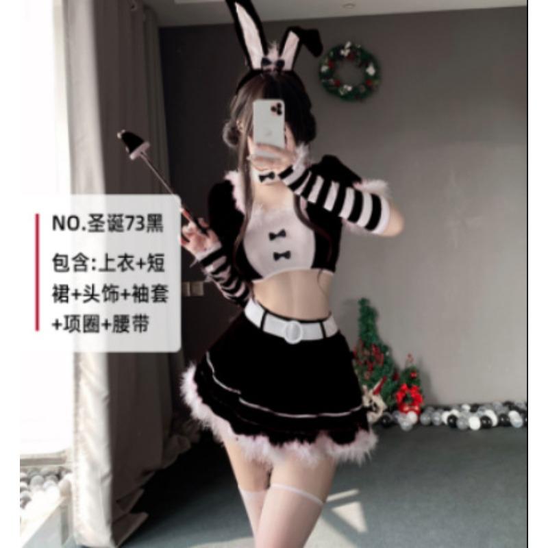 Sexy new year's day christmas uniform sexy lingerie velvet nightdress cosplay new c robe suit