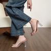 Huizhou women's shoes~ Small classic one-pedal transparent sandals Internet celebrity thick heel crystal slippers sexy high heels