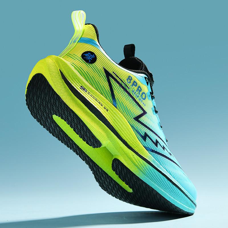 Mandarin duck running shoes new carbon plate + popcorn size 33-45 men and women couple running shoes sports shoes rotating buckle
