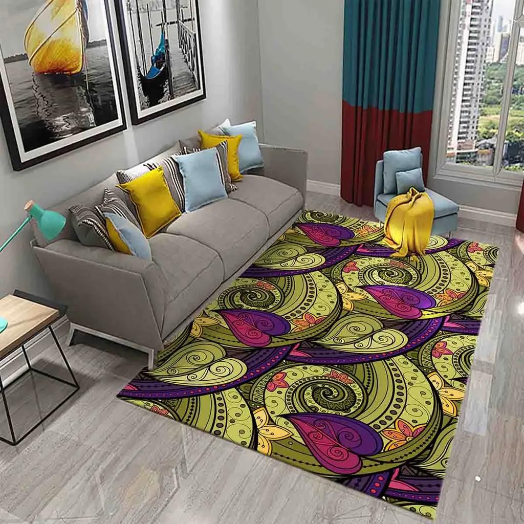 Paisley Flower Tree of Life Indian Culture Rugs for Living Room Bedroom Door Mats Decor Carpets Bathroom Kitchen Non Slip Rugs