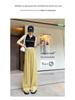 Summer 2026 Women's Yellow Wide-Leg Pants: Ice Silk Lyocell Linen Blend