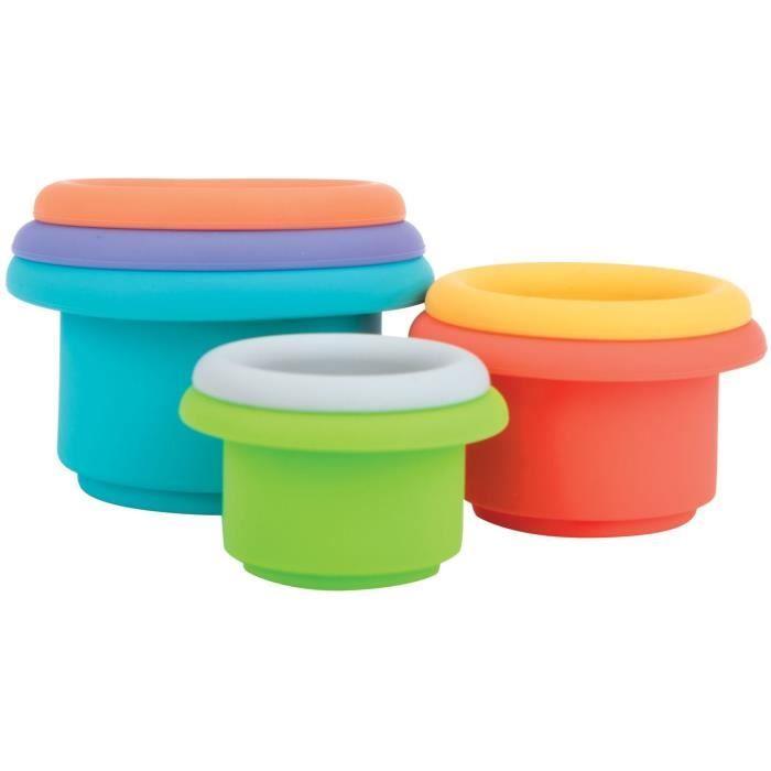Gobelets De Bain Empilables - NUBY - Silicone - 5 Couleurs - 5 Formes