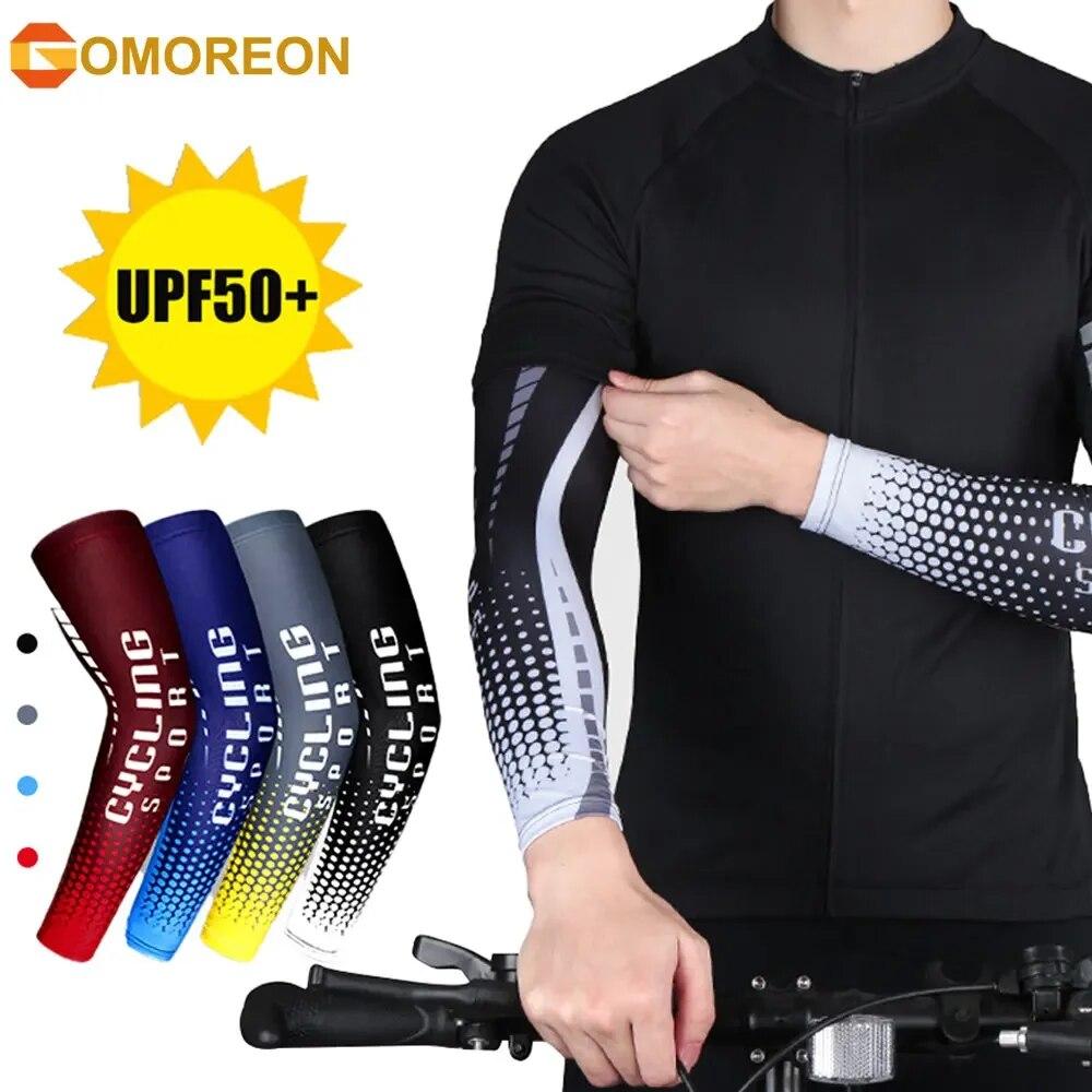 

GOMOREON 1 пара нарукавников унисекс, летнее охлаждающее УФ-защитное противоскользящее покрытие на руку, спортивный чехол с татуировкой для вождения, гольфа, рыбалки