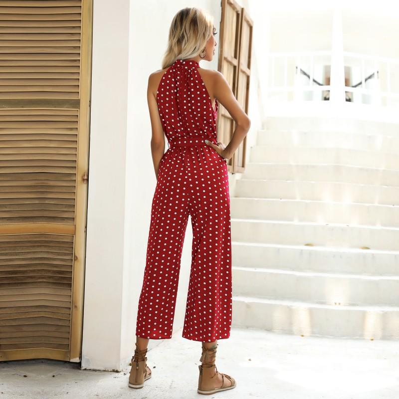 Damenmode, lässig, Polka-Dot-Druck, Sommer, Frühling, ärmellose Hosen, Overalls und Strampler