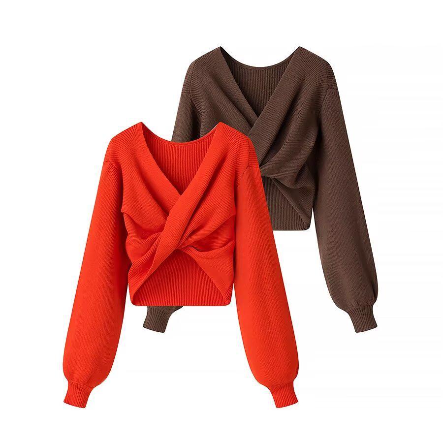 

2024 Autumn/Winter Women s Chic Knitted Long-Sleeve Pullover Sweater L