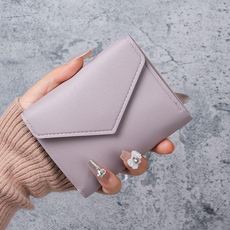 Короткий кошелек женский кошелек с несколькими картами многофункциональный держатель для карт портмоне модный простой тройной короткий женский мини-кошелек с зажимом фиолетовый