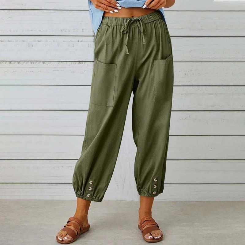 2025 Women's Loose High-Waisted Wide Leg Linen Cotton Pants