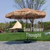 Simulated Straw Beach Umbrella with Cement Base