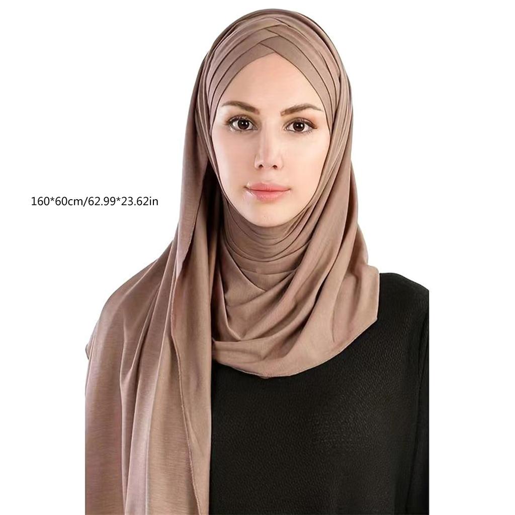 Religious Woman Middle East Headscarf Turbans Plain Color Arab Scarf Shawl Outdoor Headscarf for Woman Cycling Hiking