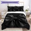 Minimal Black Bow Pattern Bedding Uilt Set Uilt Cover Pillowcase Home Decoration Birthday Gift (1 * Duvet Cover + 2 * Pillowcase Without Core)