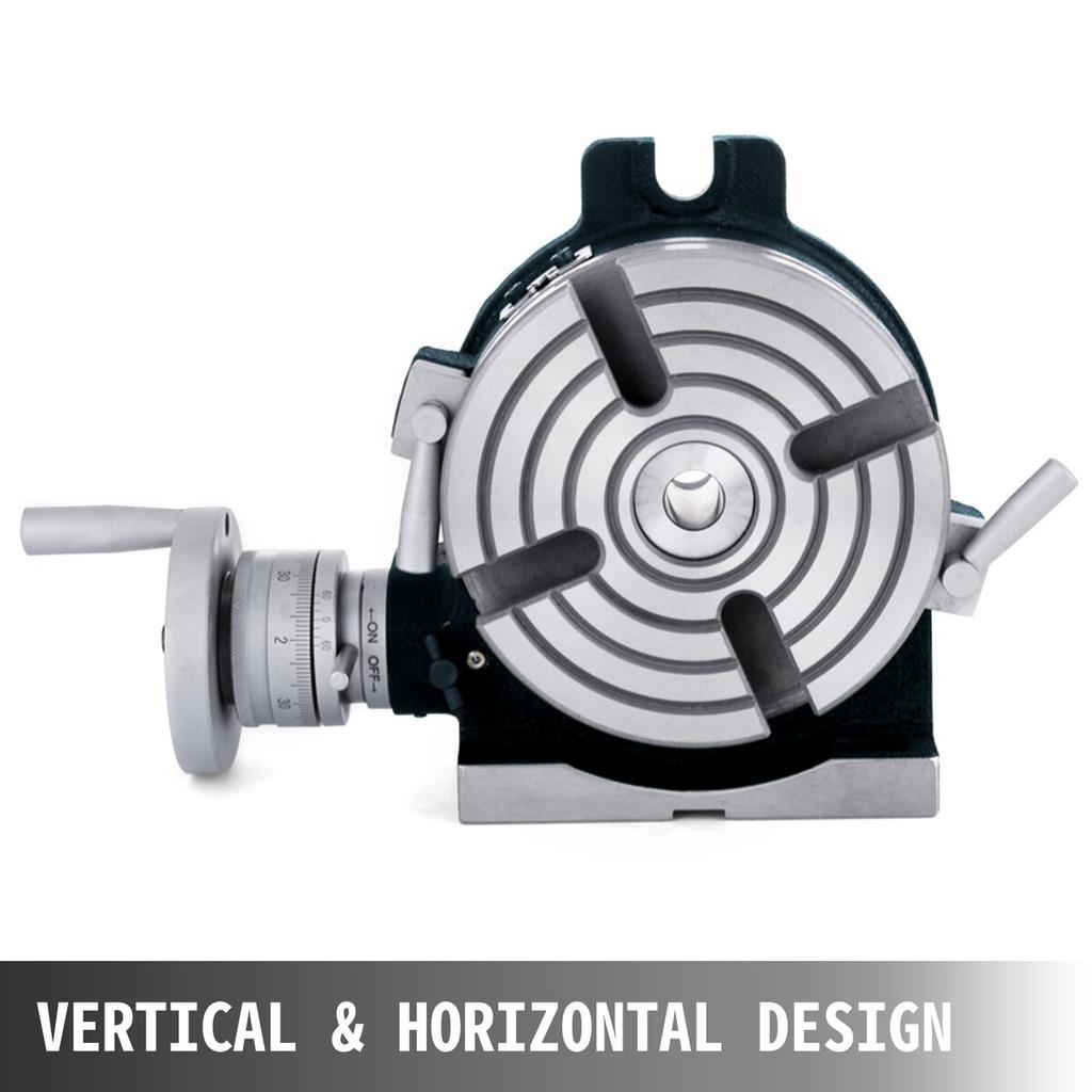 150mm/5.9In Vertical & Horizontal Rotary Table, 150MM Dividing Head Round Rotary Working Table Milling Machine Index System Adjustable Screw 5.9 Inch