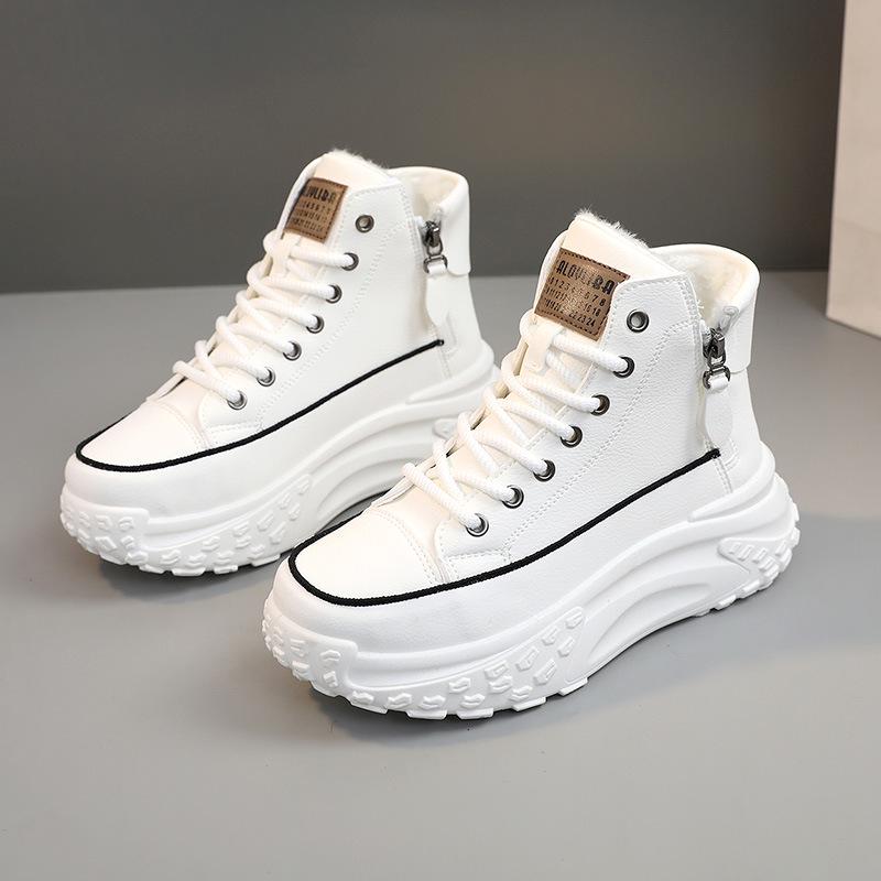 Women's ZY0011 High-Top Sneakers, Autumn 2023, Round-Toe, Thick-Soled, Height-Increasing, Casual Street Style.
