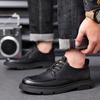 Four season thick soled leather shoes Classic and trendy men's styles Black  High quality gentleman's shoes handmade quality
