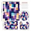 Creative Grid Shower Curtain & Bathroom Set - Vibrant Geometric Design, Machine Washable Polyester, 12 Hooks, Toilet Seat Cover