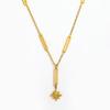 Fenny 18K Gold Plated Waterproof Fashion Simple Rice Shaped Octet Star Zirconia Pendant Stainless Steel Necklace