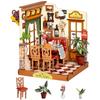 Rolife DIY Miniature House Kit Champs-Élysées Bistro Mini Dollhouse Model Building Kit Wooden 3D Puzzle Toys with LED Light for Home Decor Gift for