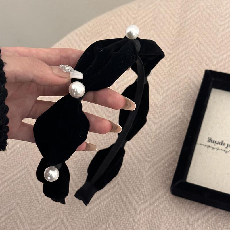 Pleated Fabric Bow Hairbands For Women French Elegant Temperament Headband Hair Accessories